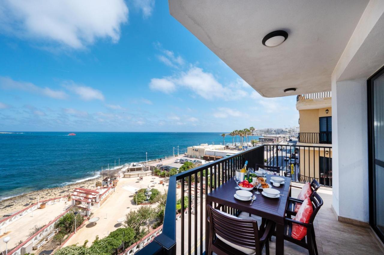 Islet Promenade Seafront Apartment With Large Corner Terrace By Getawaysmalta St. Paul's Bay Exteriör bild